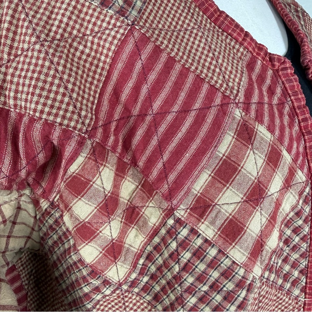 Vintage Collarless Patchwork Quilted Handmade Ope… - image 3